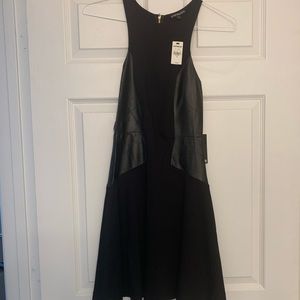 NWT- Midi Dress with leather detail